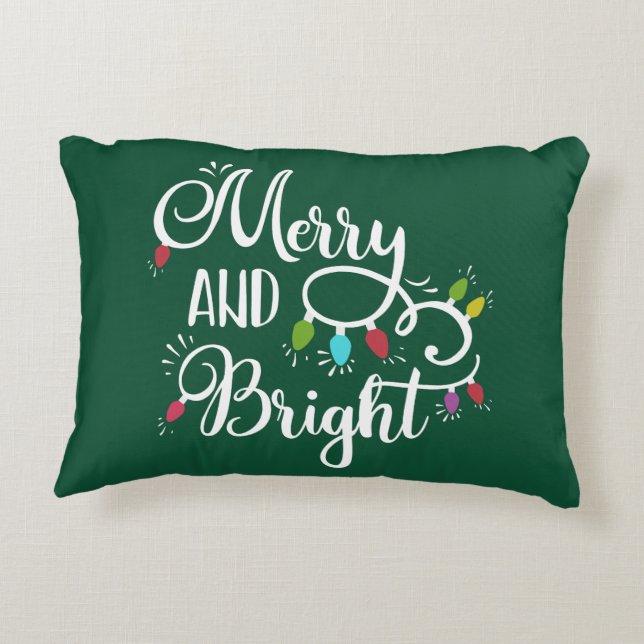 merry and bright holiday lights accent pillow (Back)