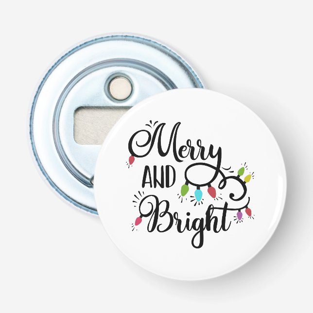 merry and bright holiday lights bottle opener (Front)
