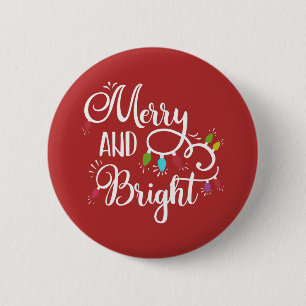 merry and bright holiday lights button