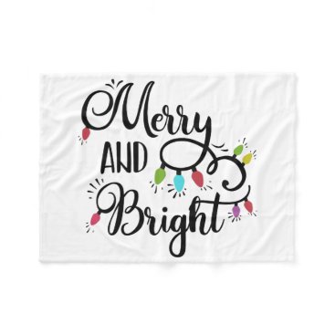 merry and bright holiday lights fleece blanket