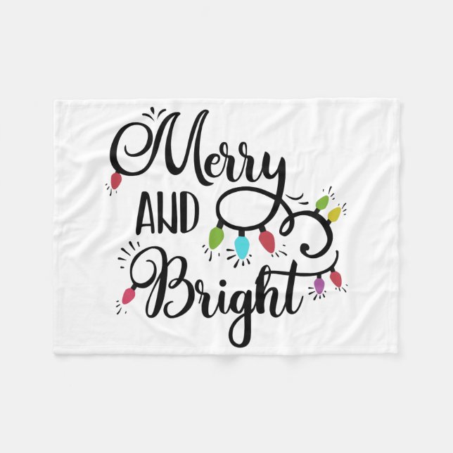 merry and bright holiday lights fleece blanket (Front (Horizontal))