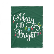 merry and bright holiday lights fleece blanket