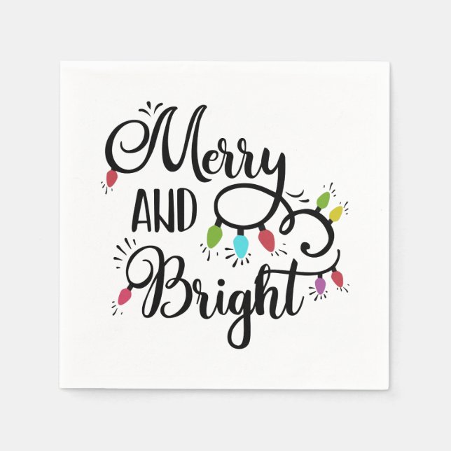 merry and bright holiday lights napkins (Front)