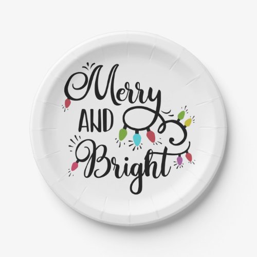merry and bright holiday lights paper plates