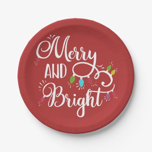 merry and bright holiday lights paper plates