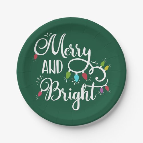 merry and bright holiday lights paper plates