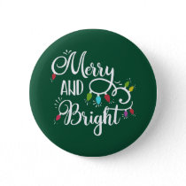 merry and bright holiday lights pinback button