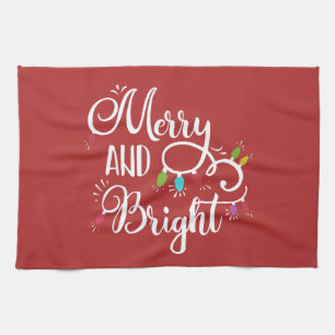 merry and bright holiday lights towel