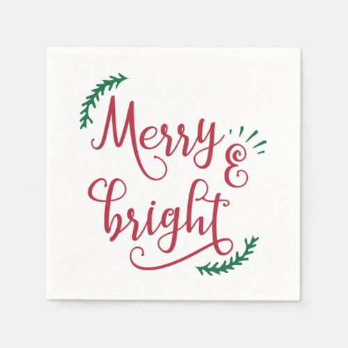 merry and bright Holiday Paper Napkins
