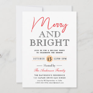 MERRY AND BRIGHT Holiday Party Invitation