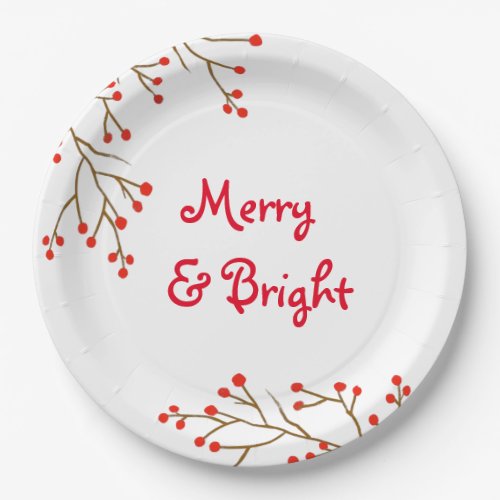 Merry and Bright Holiday Party Paper Plate