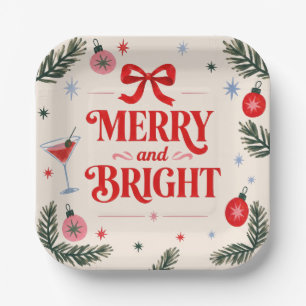 Merry and Bright Holiday Party Paper Plates