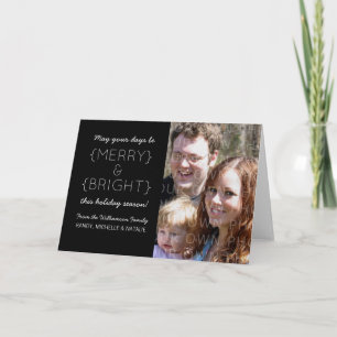 Merry and Bright Holiday Photo Card, Black Card