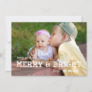 Merry and Bright Holiday Photo Card | Gold