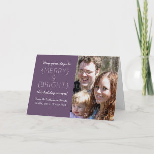 Merry and Bright Holiday Photo Card, Purple Card