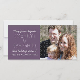 Merry and Bright Holiday Photo Card, Purple Card
