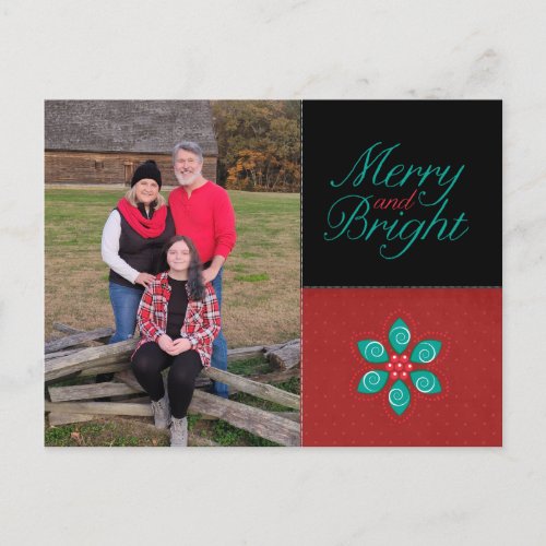 Merry and Bright Holiday Photo Postcard