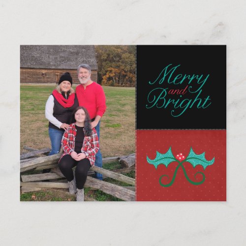 Merry and Bright Holiday Photo Postcard