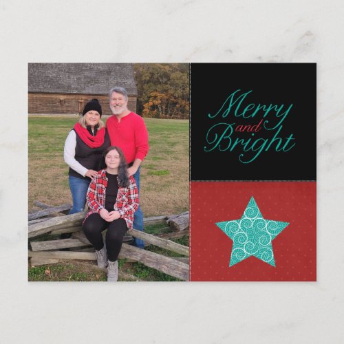 Merry and Bright Holiday Photo Postcard