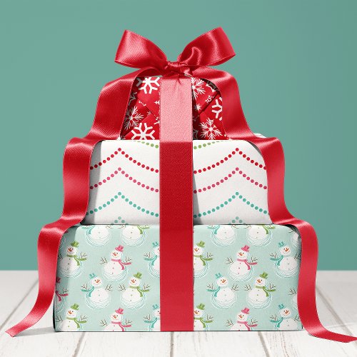 Merry And Bright Holiday Snowman Christmas Wrapping Paper Sheets