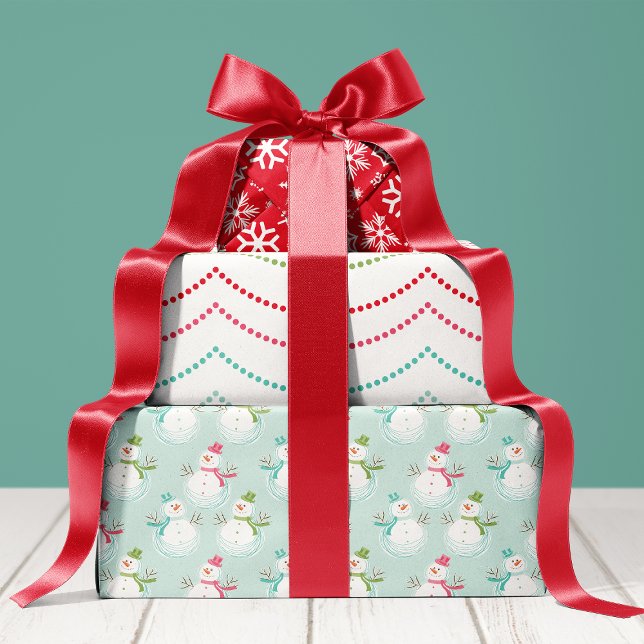 Merry And Bright Holiday Snowman Christmas Wrapping Paper Sheets (Creator Uploaded)