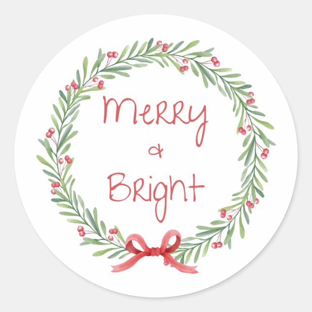 Merry and Bright Holiday Stickers  (Front)
