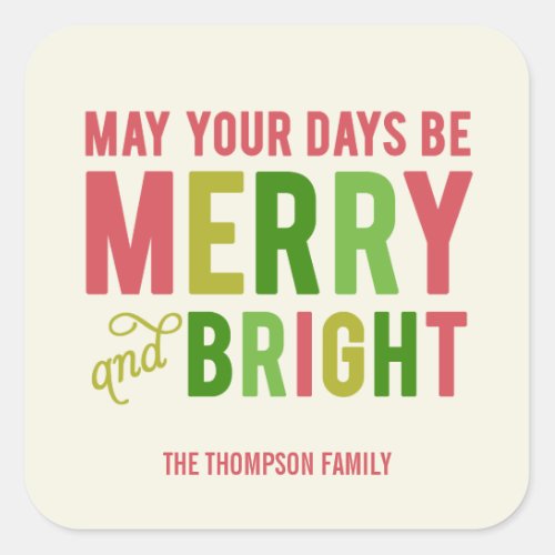 Merry and Bright Holiday StickersEnvelope Seal