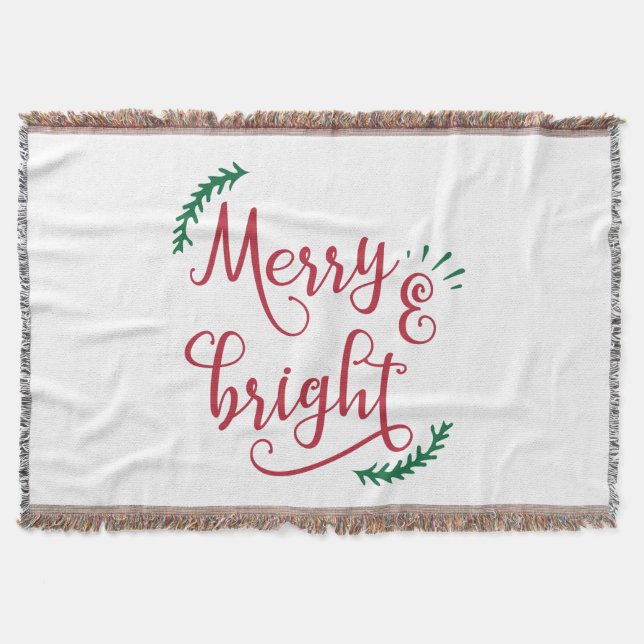 merry and bright Holiday Throw Blanket (Front)