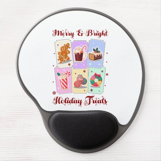 Merry and Bright Holiday Treats Christmas Dessert Gel Mouse Pad (Front)