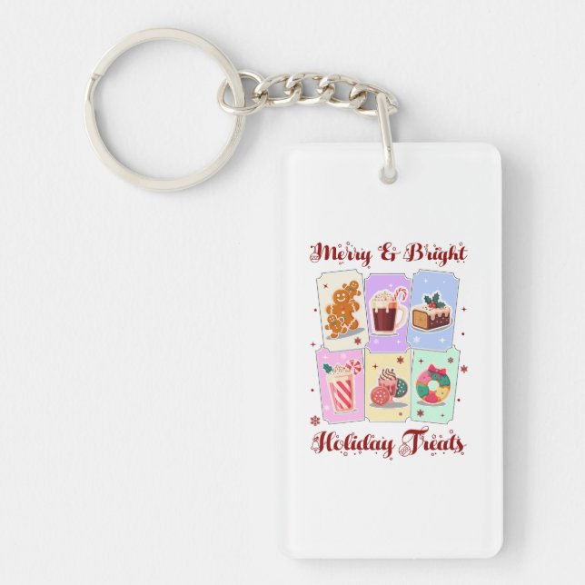 Merry and Bright Holiday Treats Christmas Dessert Keychain (Front)