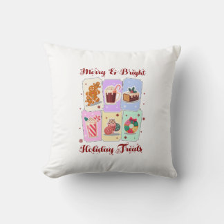 Merry and Bright Holiday Treats Christmas Dessert Throw Pillow