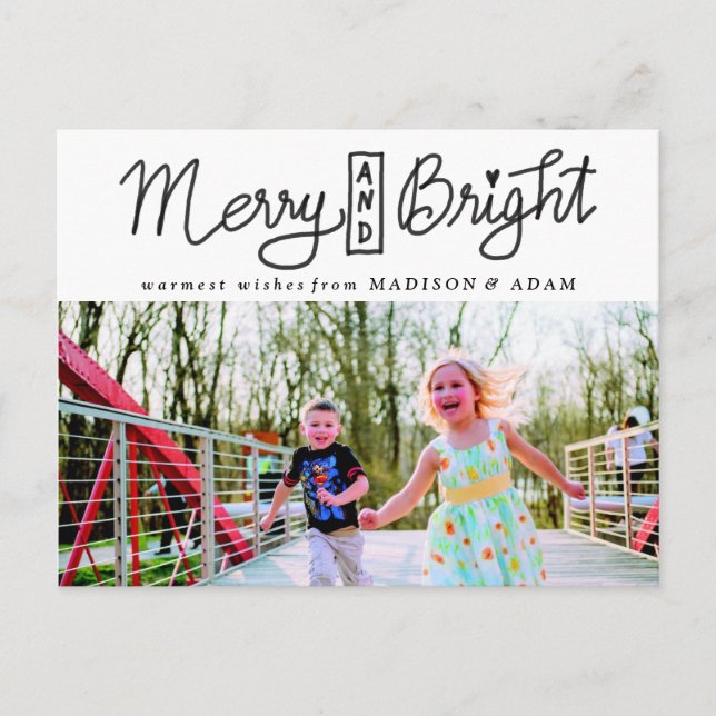 Merry And Bright Holiday Typography Photo (Front)