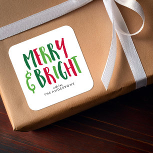 Merry and Bright Holidays Square Sticker