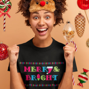 Merry and Bright Hot Pastel Christmas T-Shirt