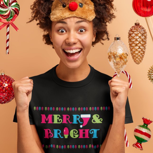 Merry and Bright Hot Pastel Christmas T-Shirt (Creator Uploaded)