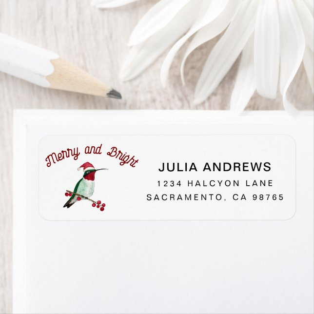 Merry and Bright Hummingbird Label (Insitu)
