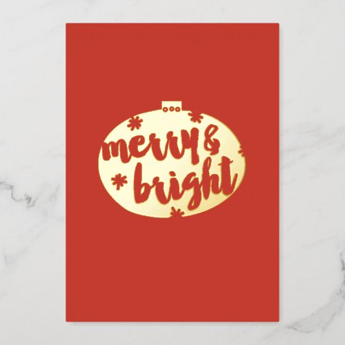 Merry and Bright Illustrated Ornament Foil Holiday Card