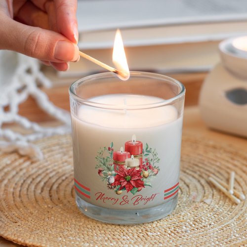 Merry and Bright Joyful Christmas Candle  Flower