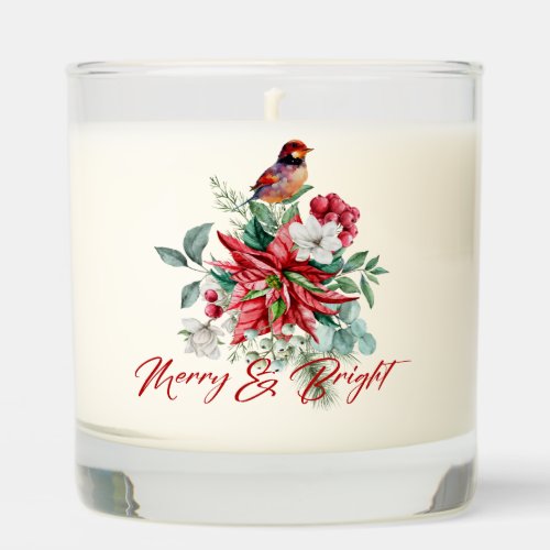 Merry and Bright Joyful Christmas flowers Flowers Scented Candle