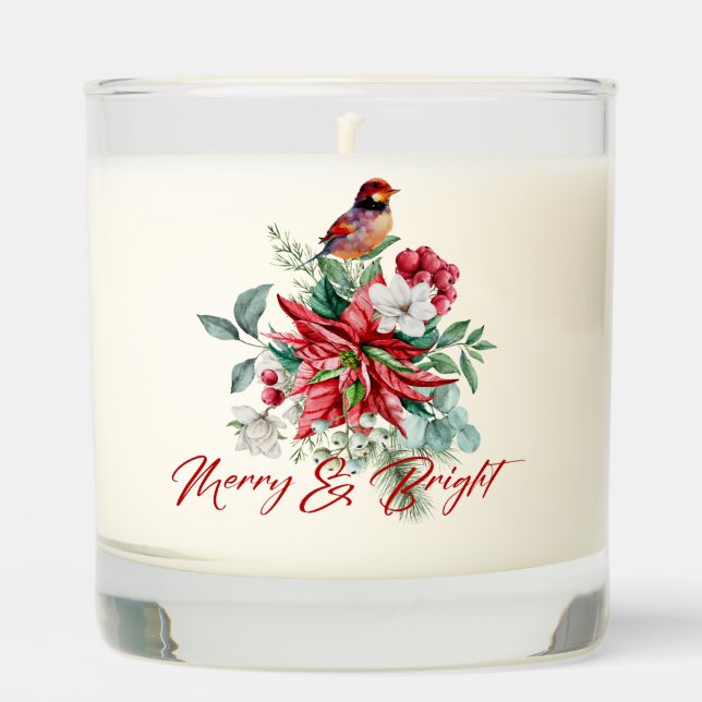 Merry and Bright, Joyful Christmas flowers Flowers Scented Candle (Front)