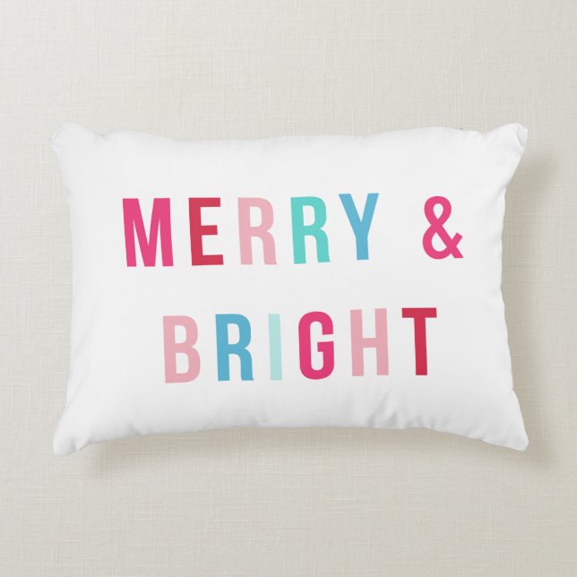 Merry and Bright Keepsake Photo Accent Pillow (Front)