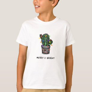 Merry and Bright Kids Holiday Cactus T-Shirt