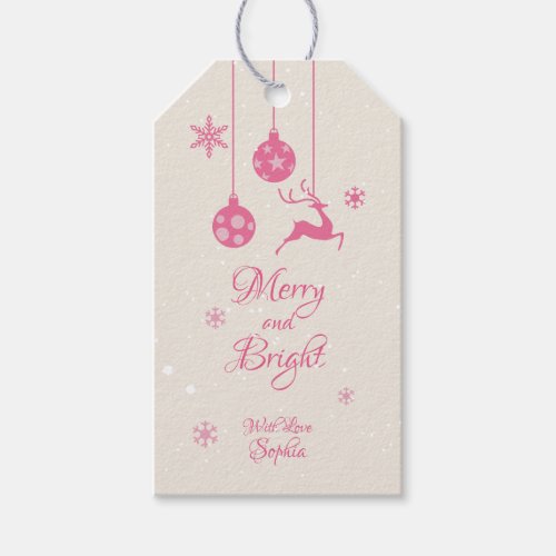 Merry And Bright l Pink Christmas New years Gift Tags