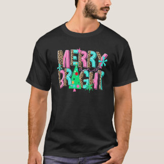 Merry and Bright Leopard Christmas Tree Xmas Holid T-Shirt