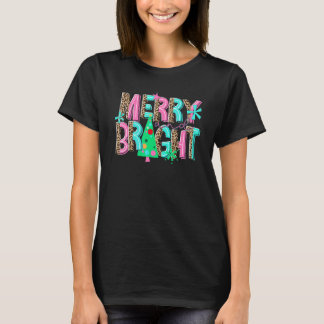 Merry and Bright Leopard Christmas Tree Xmas Holid T-Shirt