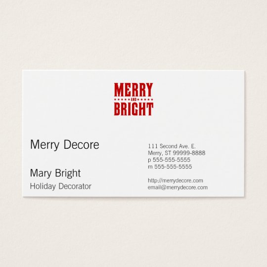 Merry and Bright Letterpress Style No. 507 Business Card