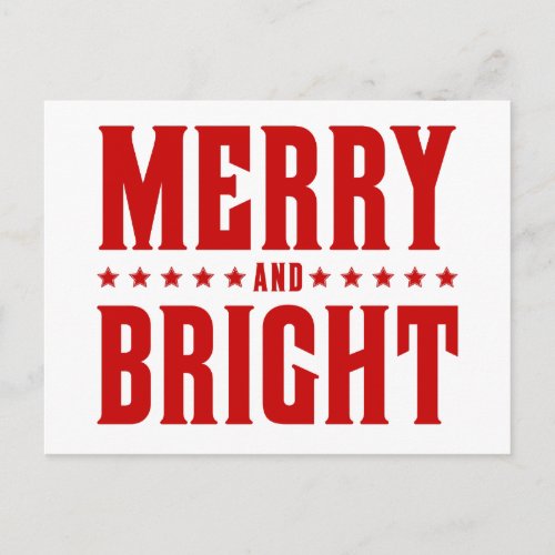 Merry and Bright Letterpress Style No 507 Holiday Postcard