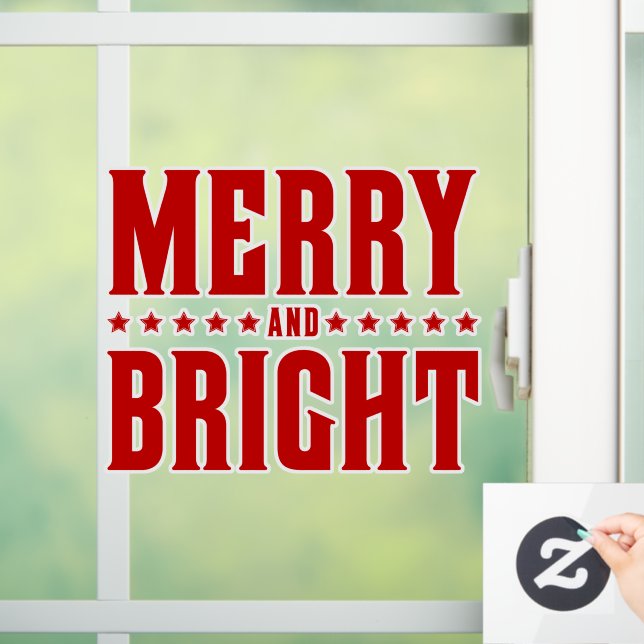 Merry and Bright Letterpress Style No 507 Window Cling (Home)