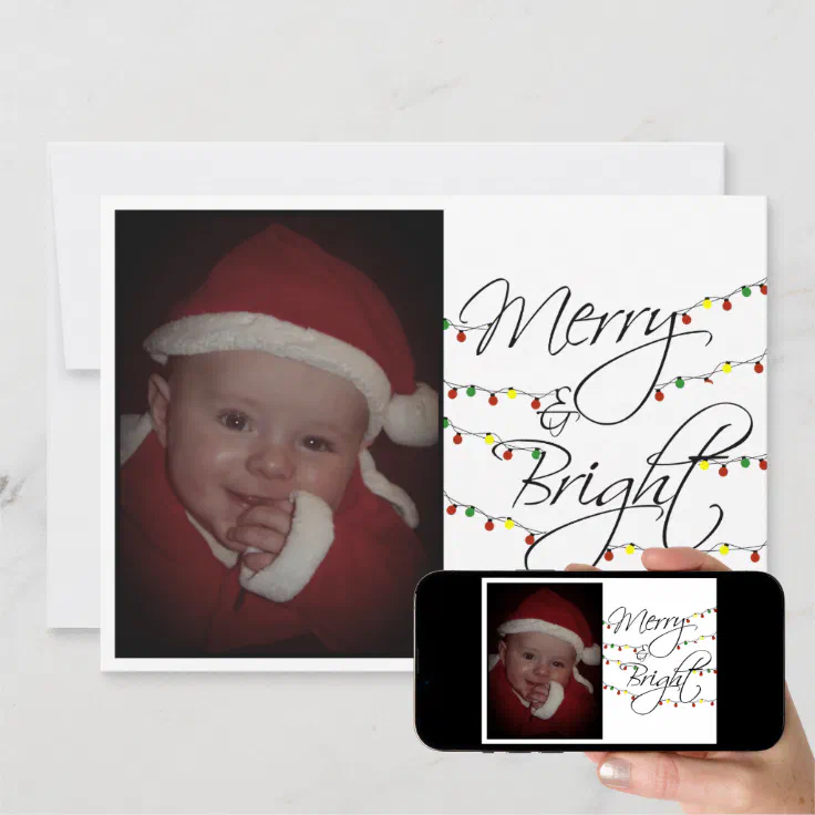 Merry and Bright Lights Photo Holiday Card Zazzle