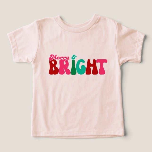 Merry and Bright Maximalist Peach Christmas  Toddler T-shirt (Design Front)